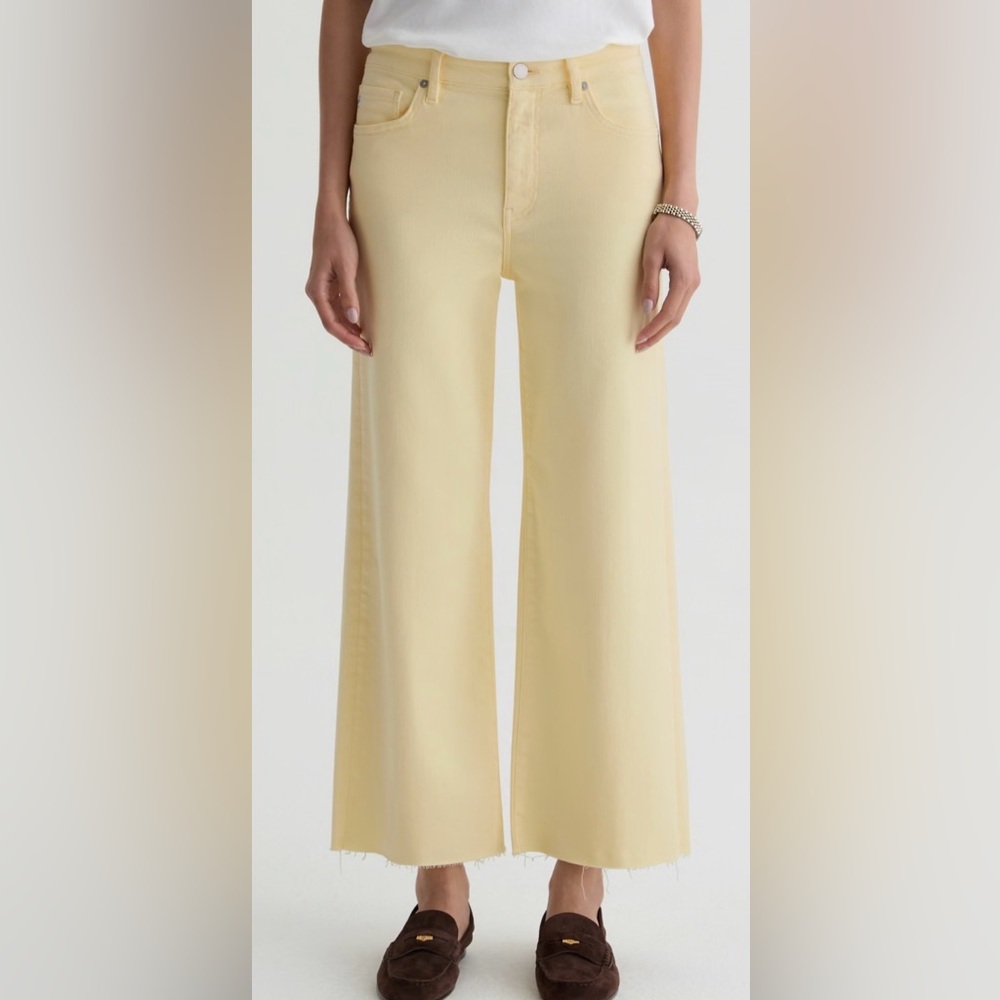 AG Saige Wide Leg Crop Jean Mid-Rise Ankle Color: Sunlight Yellow | size: 28